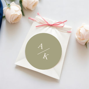 Sticker Rond Élégant floral vert mousse