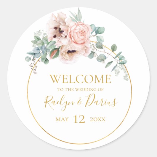 Sticker Rond Élégant flou | Bienvenue Mariage (Devant)