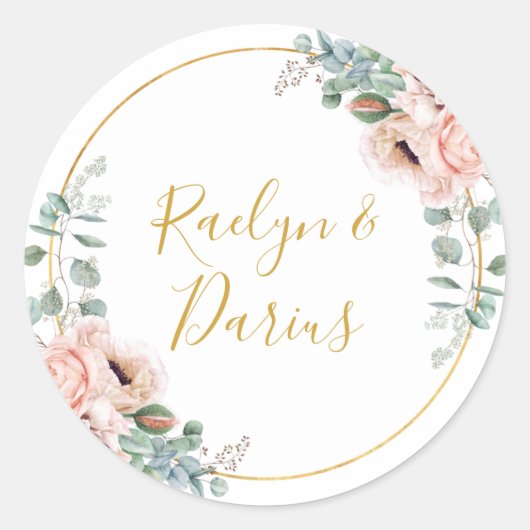 Sticker Rond Élégant flou | Sceaux d'enveloppe Mariage (Devant)