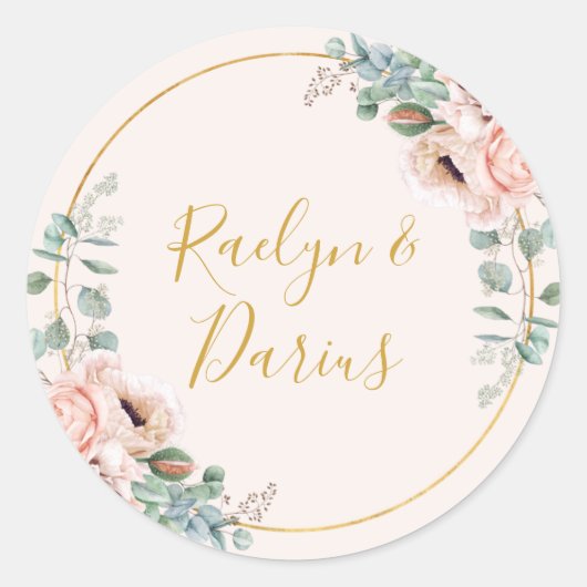 Sticker Rond Elégant flush floral Pastel Mariage Enveloppe scea (Devant)