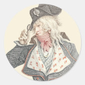 Sticker Rond Elégant Français du XVIIIe siècle avec un monacle (Devant)