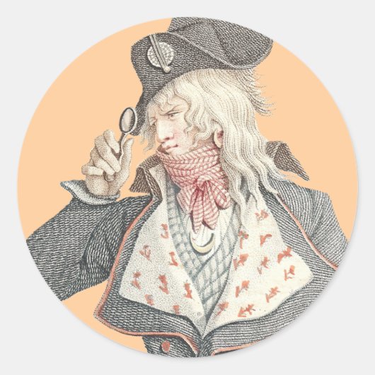 Sticker Rond Elégant Français du XVIIIe siècle avec un monacle (Devant)