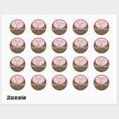 Sticker Rond Élégant gâteau rose boulangerie Brown boîte Seals (Feuille)