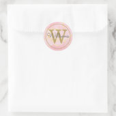 Sticker Rond Élégant Géode Rose Agate Gold Monogramme Script (Sac)