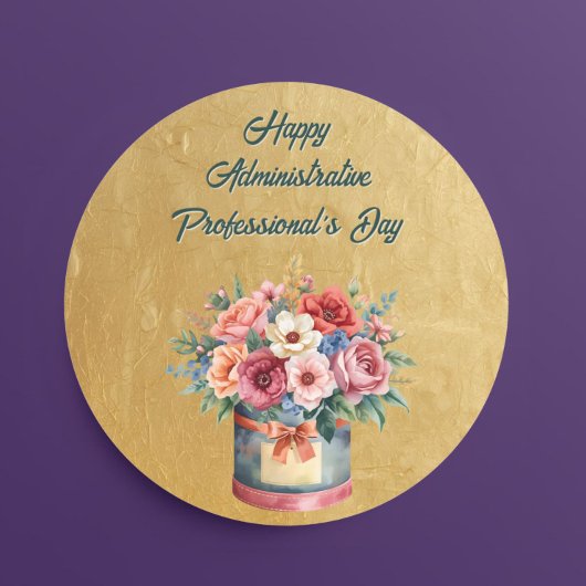 Sticker Rond Elegant Gold Administrative Professionals Day