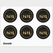 Sticker Rond Elégant Gold Black Classe de 2025 Graduation (Feuille)