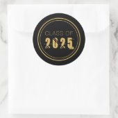 Sticker Rond Elégant Gold Black Classe de 2025 Graduation (Sac)