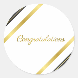 Sticker Rond Elegant Gold & Black Congratulations - Celebration