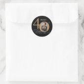 Sticker Rond Elégant Gold Black Photo 40th Birthday (Sac)