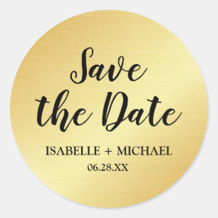 Sticker Rond Elegant Gold Enregistrer la date Enveloppe Sceau