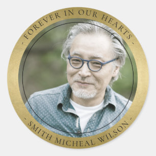 STICKER ROND ÉLÉGANT GOLD FOIL FAUX SYMPATHIE PHOTO MÉMORIALE