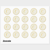 Sticker Rond Élégant Gold Foil Stripe Monogramme Adresse (Feuille)