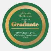 Sticker Rond Elegant Gold Graduate Green Adresse de retour (Devant)