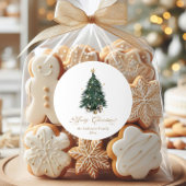 Sticker Rond Elegant Gold Green Christmas tree