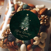 Sticker Rond Elegant Gold Green Merry Christmas
