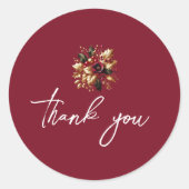 Sticker Rond Elegant Gold Leaf Mariage photo Merci carte (Devant)