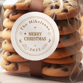 Sticker Rond Élégant Gold Line Art Noël