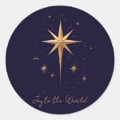 Sticker Rond Elegant Gold North Star sur Deep Blue Arrière - pl (Devant)
