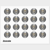 Sticker Rond Elégant Gold Shield Golf Monogramme Design (Feuille)