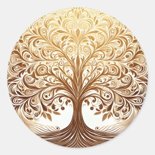 Sticker Rond Elegant Gold Tree of Life Celebration Spiritual (Devant)