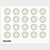 Sticker Rond Elégant Gold Winter Greenery Adresse de couronne (Feuille)