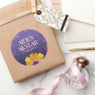 Sticker Rond Elegant Golden Daisy