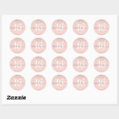 Sticker Rond Elegant Golden Glitter Monogram Sweet Pink 16 (Feuille)
