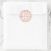 Sticker Rond Elegant Golden Glitter Monogram Sweet Pink 16 (Sac)