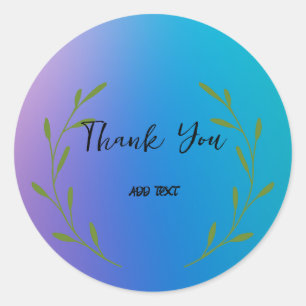 Sticker Rond Elegant Gradient aquarelle florale Merci nom