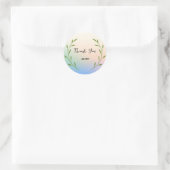 Sticker Rond Elégant Gradient aquarelle Merci floral nom (Sac)