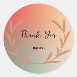 Sticker Rond Elégant Gradient aquarelle Merci floral nom