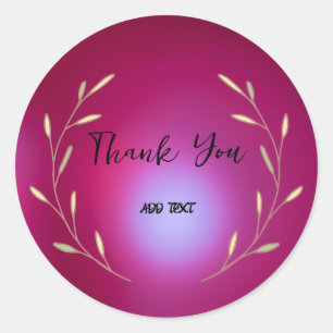 Sticker Rond Elégant Gradient aquarelle Merci floral nom