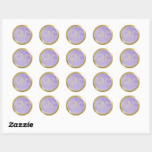 Sticker Rond Élégant Gradient Fissures Monogram Lavender Purple (Feuille)