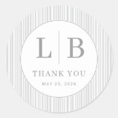 Sticker Rond Elegant Gray Minimalist Thank You (Devant)