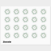 Sticker Rond Elegant Green Botanical Wreath Wedding (Feuille)