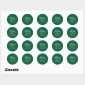 Sticker Rond Elegant Green & Gold “New Year 2026” Personalized  (Feuille)
