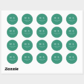 Sticker Rond Elegant Green Initials (Feuille)