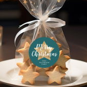 Sticker Rond Élégant Green Star Joyeux Noël