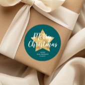 Sticker Rond Élégant Green Star Joyeux Noël
