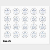 Sticker Rond Elegant gris et Navy Blue Bar Mitzvah Merci (Feuille)