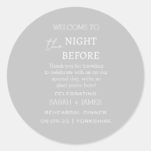 Sticker Rond Elégant gris la nuit avant le Merci Mariage