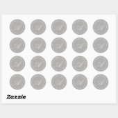 Sticker Rond Élégant Gris Script Monogramme Nom de famille Adre (Feuille)