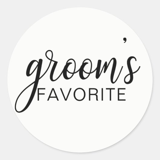 Sticker Rond Elégant GROOM's FAVORITE Mariage Cadeaux Faveurs (Devant)