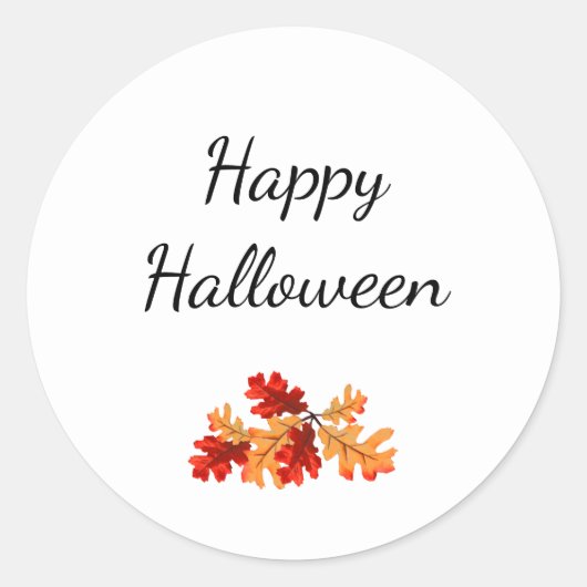 Sticker Rond Elégant Halloween Foliage Automne Rouge Orange Feu (Devant)