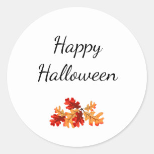 Sticker Rond Elégant Halloween Foliage Automne Rouge Orange Feu