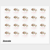 Sticker Rond Elegant Holly Berries et Pine Cone Adresse de reto (Feuille)