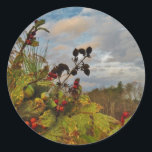 Sticker Rond Elegant Holly Christmas,<br><div class="desc">Elégant Noël Holly,  ciel bleu Photo de Sandy Closs Noël Saint Noël,  baies,  "baies saintes""baies sèches""élégantes fêtes de Noël""fleurs de Noël""fleurs de Noël""fleurs de Noël"bleu vert blanc</div>