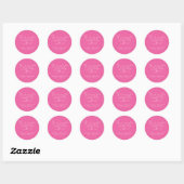 Sticker Rond Élégant Hot rose tendance Script Merci personnalis (Feuille)