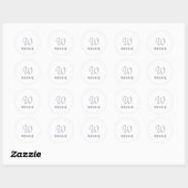 Sticker Rond Élégant Initial Lavande Noir Nom | Moderne (Feuille)