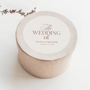 Sticker Rond Élégant Ivoire et Taupe Mariage Luxueux Neutre